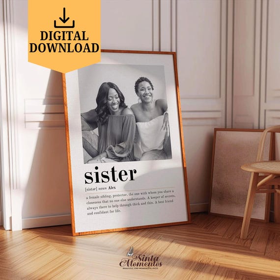 Personalised Sister Definition Print, Soul Sister Birthday Gift, Custom Sister Gift, Photo Definition Print, Christmas Gift For Siblings