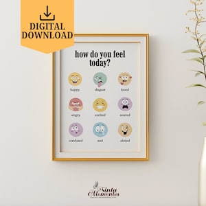 How Do You Feel Today Printable Wall Art, Digital Prints Wall Art, Emotions Art Prints, Mood and Feelings Poster, School Posters Wall Art