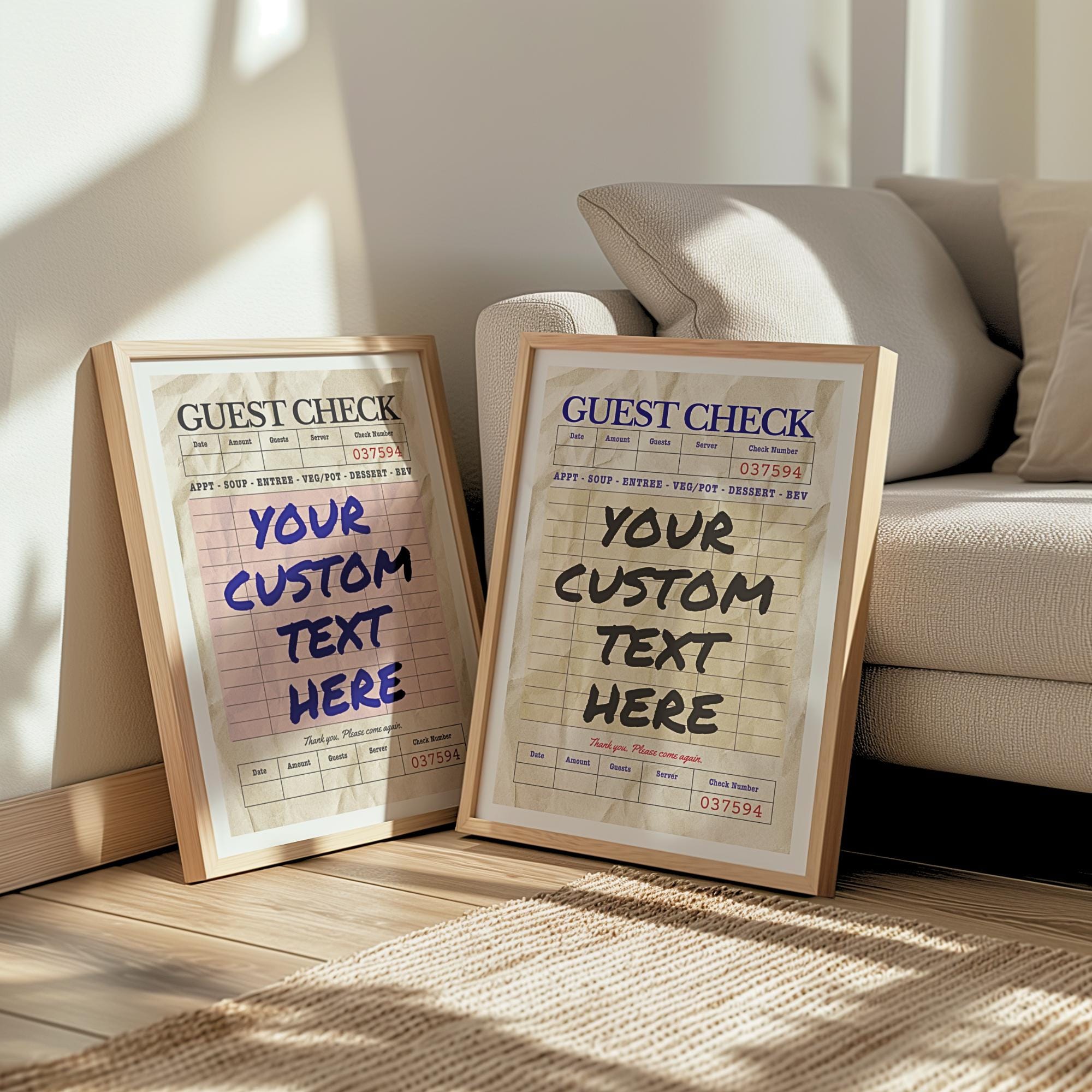 Custom Guest Check Poster | Personalized Name Print | Preppy Apartment ...