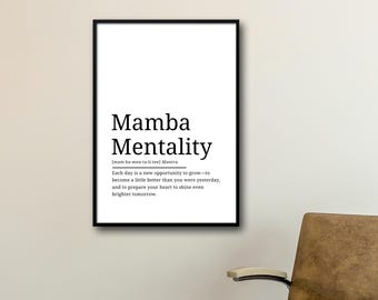 Mamba Mentality Definition Printable Wall Art, Kobe Basketball Quotes, NBA  Black Mamba Poster, Motivation Printable, Sports Gift Decor