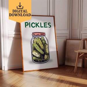 Retro Pickle druckbare Wandkunst Trending Pickle Poster NUR DIGITAL DOWNLOAD Pickles Küche Wandkunst grüne Pickle Poster Bar Warenkorb Pickles