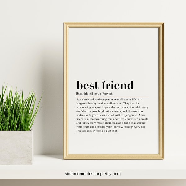 Best Friend Printable Wall Art, Best Friend Definition Home Decor, Best Friend Digital Print Gift For Best Friend Bestie Digital Download