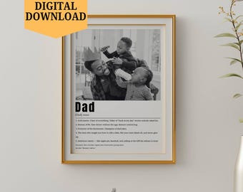 Dad Definition Print, Custom Photo Collage Gift, Personalized Father's Day Birthday Present, Digital Download
