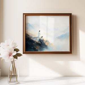 Jesus Leaves the 99, Parable of The Lost Sheep, Jesus Abstract Painting, Good Shepherd, Jesus Artwork, Bible Art, Christian Decor, Digital