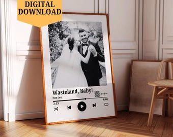 Spotify Qr Code Sign, Custom Lyric Print, Song Lyric Wall Art, Custom Music Poster, 1st Anniversary Gift, Couple Portrait, Digital Download