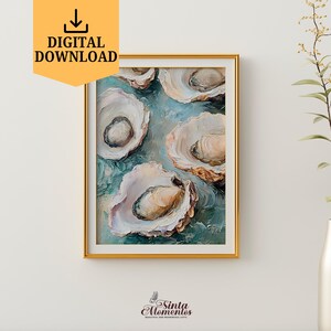 Oyster Shell Painting Colorful Pastel Oyster Shell Coastal Beach House Wall Art Printable Kitchen Print Digital Download Only Trendy Decor