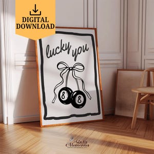 Lucky 8 Ball Print: Vintage Preppy Room Decor (Digital Download, PDF & JPG Files Available)
