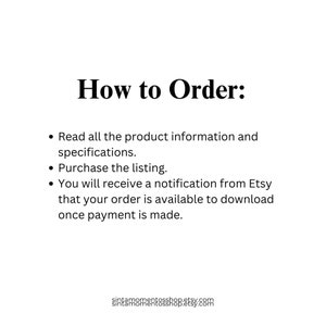 May include: How to Order: Read all the product information and specifications. Purchase the listing. You will receive a notification from Etsy that your order is available to download once payment is made. gintamomentosshop.etsy.com