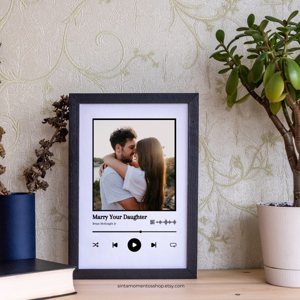 Personalised Picture With Spotify Wall Art, Spotify Picture Music Printable Wall Art, Custom Frame Spotify Picture Collage Valentines Gifts