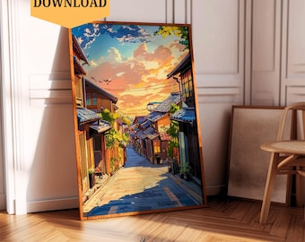 Vibrant Tokyo Cityscape Poster Digital Download Tokyo Japan Printable Wall Art  Manga-Style Street Art Print Travel Poster Tokyo City Print