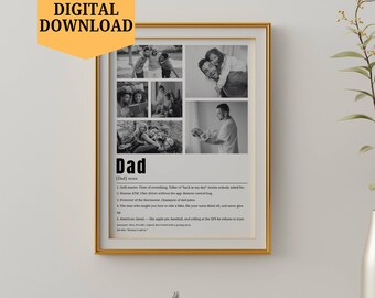 Custom Dad Definition Print, Digital Download Gift for Dad Printable, Fathers Day Photo Gift for Dad, Dad Photo Collage Father's Dat Gift