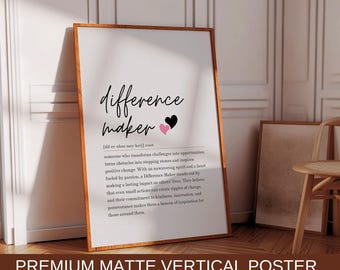 Difference Maker Definition Poster: Mentor Teacher Appreciation Gift