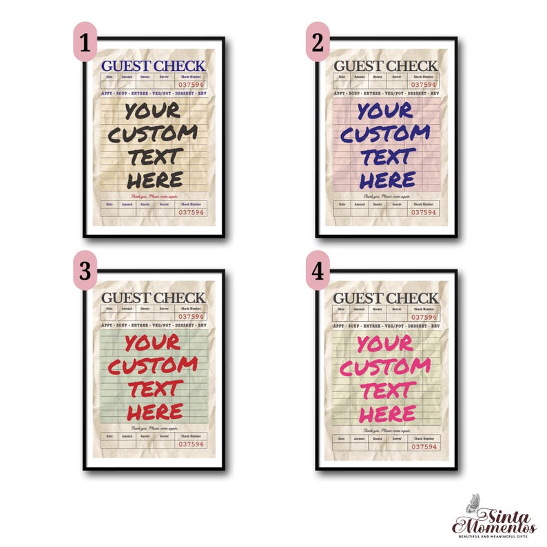 Custom Guest Check Poster | Personalised Name Print | Preppy Apartment ...