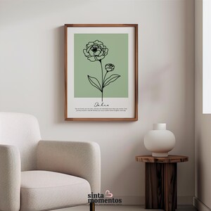 Custom Birth Flower Print | Personalized Birthday Botanical Line Art | Floral Name Gift for Mom Digital Download image 10
