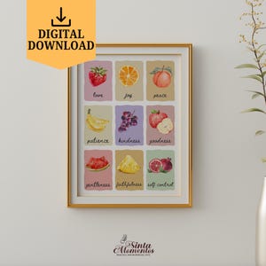 Printable Fruit of the Spirit Wall Art Galatians 5:22-23 Christian Home Decor Digital Download  Bible Verse Wall Art Vintage Scripture Print
