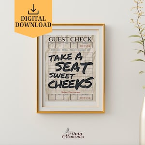 Take A Seat Sweet Cheeks Print Digital Download Only Retro Bathroom Wall Art Sweet Cheeks Poster Trendy Toilet Decor Funny Bathroom Print