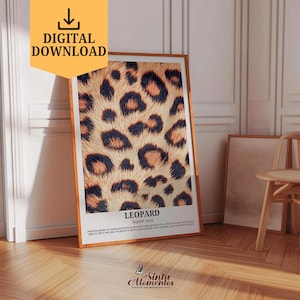 Leopard Printable Wall Art,  Preppy Typography Above Bed Bedroom Wall Decor, Aesthetic Trendy Photography, Leopard Print Wallpaper Poster