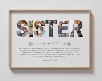 Schwester Geschenke von Schwester Druck Hochzeit Andenken für Schwester Digitaler Download Benutzerdefinierte Schwester Foto Hochzeitsgeschenk für Brautjungfer der Braut