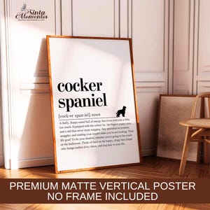 Cocker Spaniel Definition Print: Funny Dog Breed Poster