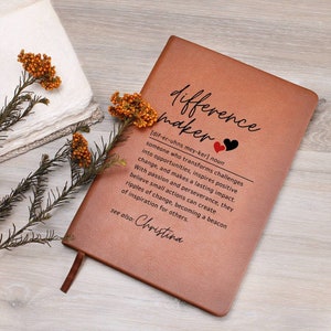 Custom Journal For Special Person Personalized Difference Maker Printed Leather Journal Gift for Mentor Employee Appreciation Gift with Name