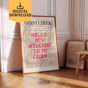 Hello MTV Welcome To My Crib Art Print: Funny Retro Entryway (Digital Download)