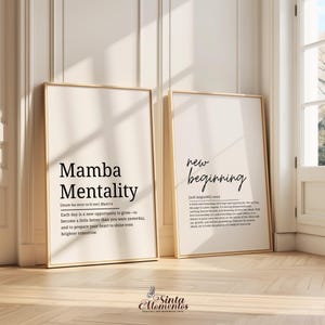 Art mural imprimable définition de la mentalité mamba, cadeau d'impression pour nouveau départ, affiche inspirante pour nouveau départ, décoration cadeau sport, impression numérique
