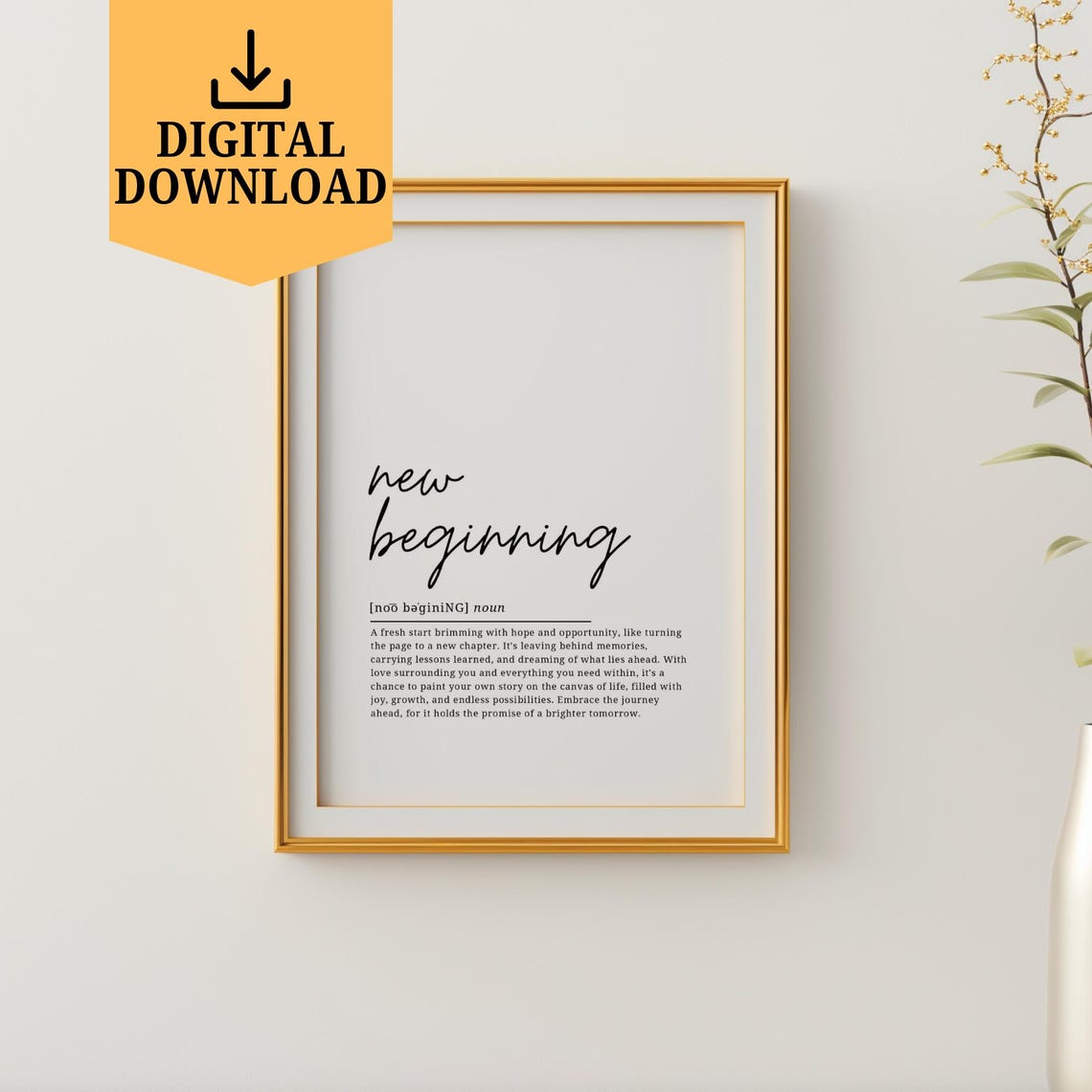 Inspirational New Beginning Definition Printable Wall Art, New Chapter ...