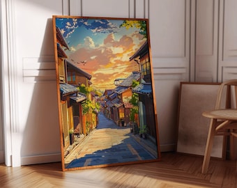 Retro Artful Tokyo Poster Tokyo Cityscape Print Tokyo Art Poster Manga-Style Street Art Vibrant Japanese Wall Decor for Anime Lovers Poster