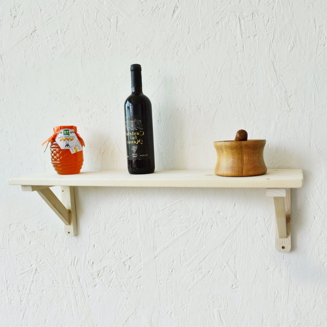 Set of 2 Pine Wood Shelf Brackets Mounted Rack Support 15 Cm Etsy UK
