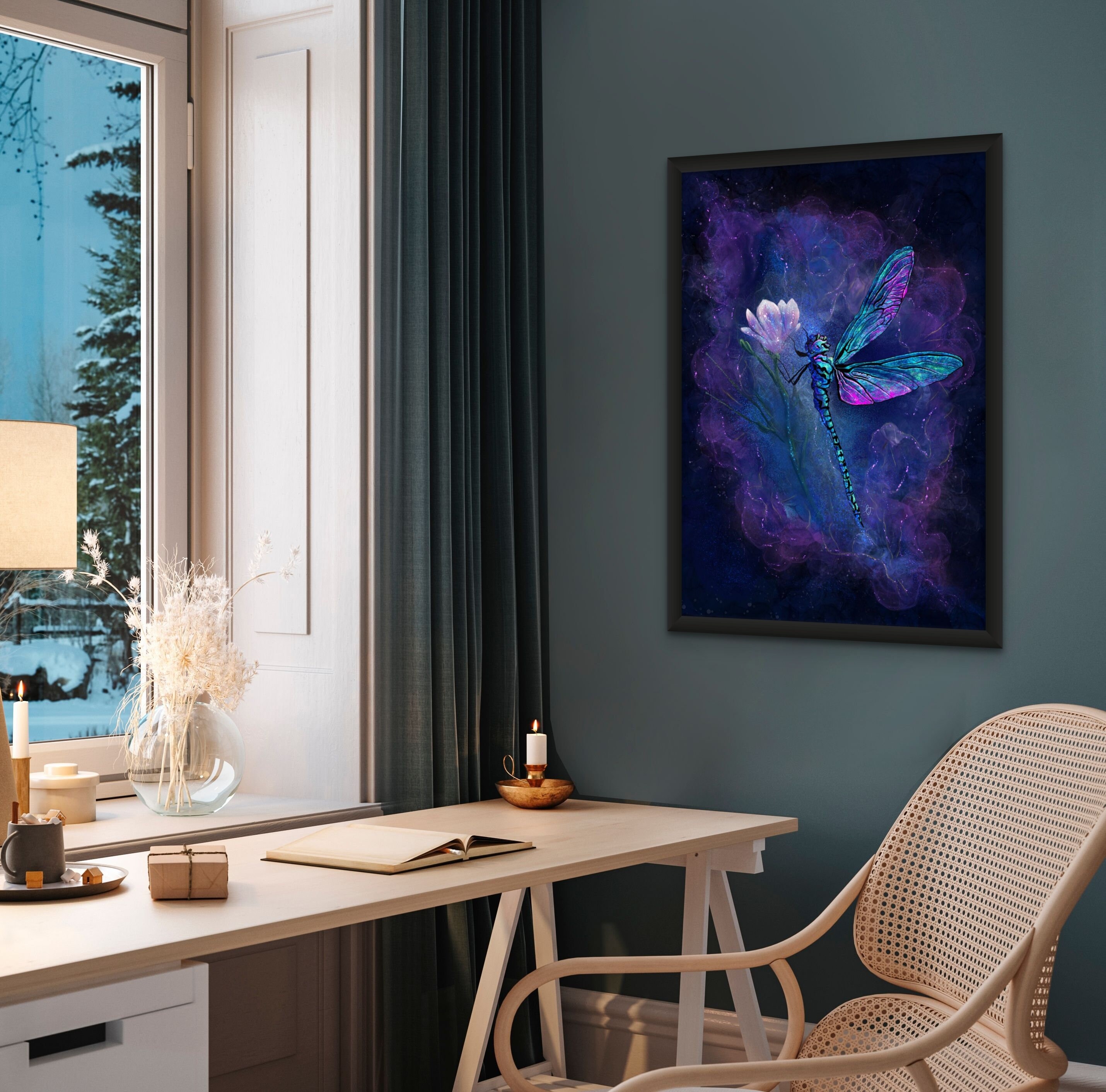 Dragonfly Wall Art Print Abstract Dragonfly Insect Nature Wildlife Home ...