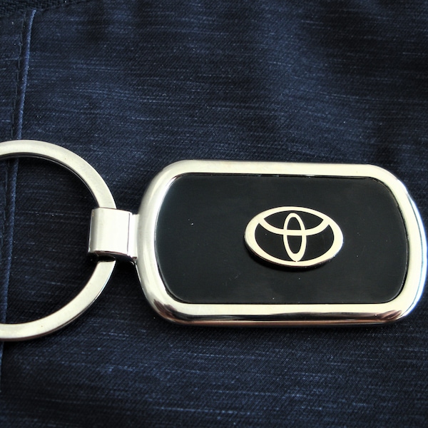 Toyota Luxury Black Onyx & Silver Keyring-Free Engraving, , Birthday, Graduation, Christmas Gift, NewCar Gift, Keepsake