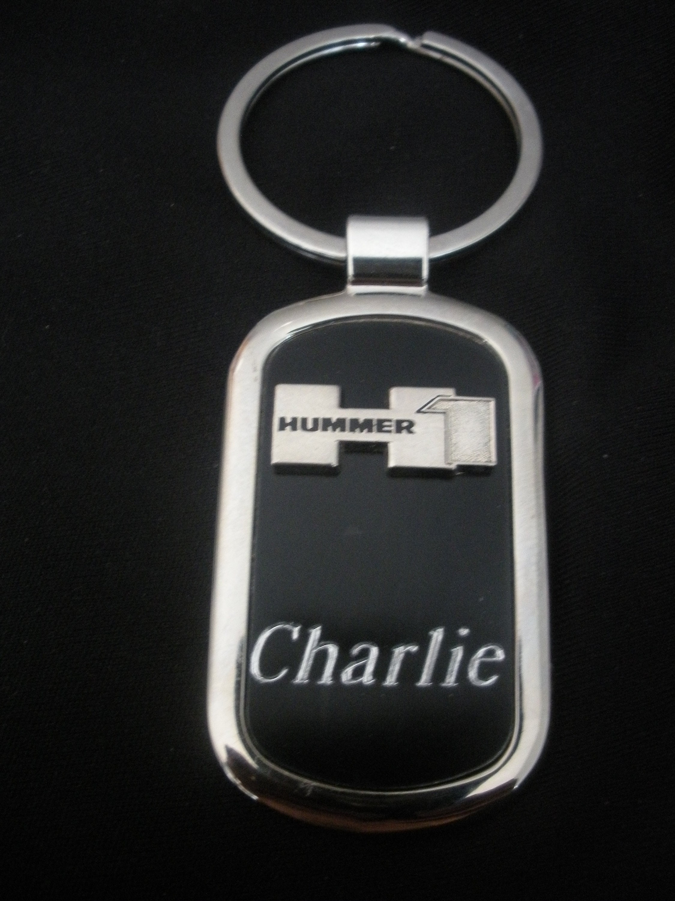 Hummer 3 Black Onyx Silver Keyring free Engraving Birthday