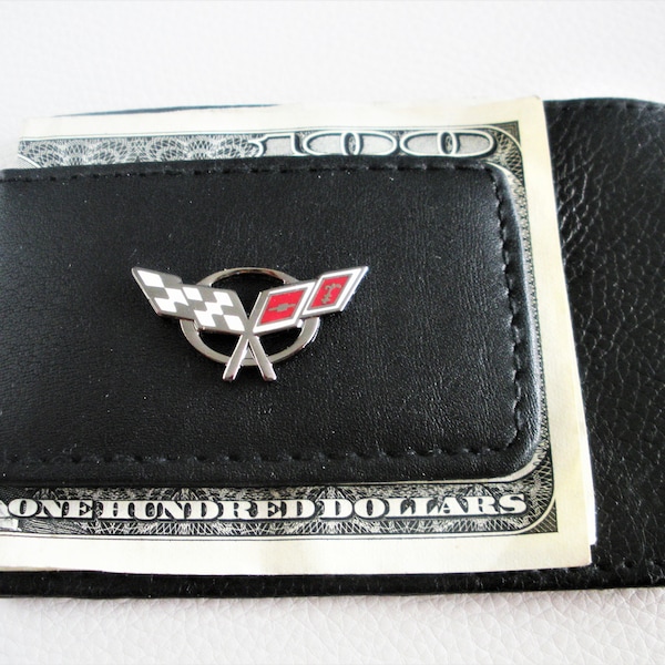 Corvette C5 Leather Magnetic Money clip and Credit Card Holder Great Gift for Birthdays, , Christmas Gift, Father's Day, New car gift