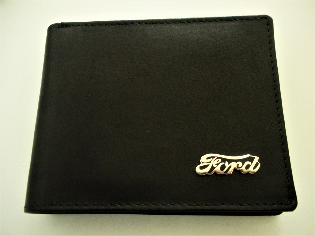 Vintage Ford Motor Company Leather Bifold Mens Wallet With Rare Ford Blue  inside