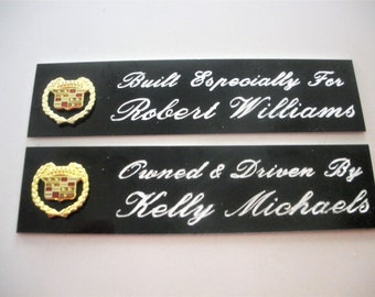 Cadillac Automotive Personalized Custom Engraved Nameplate for Dashboard or Console,Great Gift, Fathers Day, Keepsake