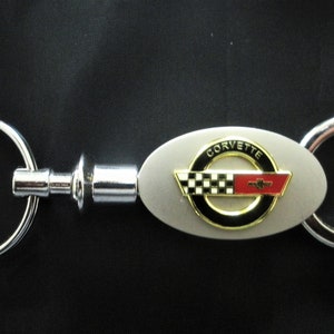 Corvette C4 Brushed Silver Valet Keyring-Free Engraving, Birthday, Graduation, Christmas Gift, Keepsake