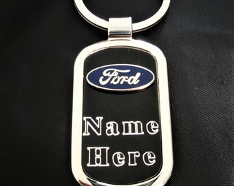 Ford Luxury Black Onyx & Silver Keyring-Free Engraving, , Birthday, Graduation, Christmas Gift, Keepsake