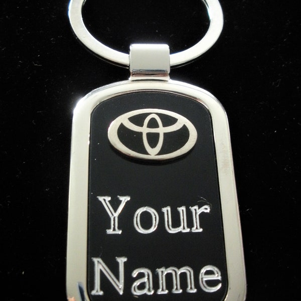 Toyota Luxury Black Onyx & Silver Keyring-Free Engraving, , Birthday, Graduation, Christmas Gift, NewCar Gift, Keepsake