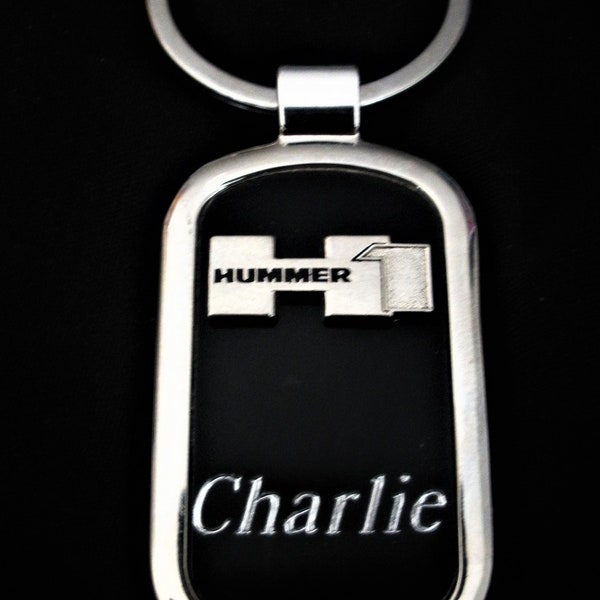 Hummer Black Onyx & Silver Keyring-Free Engraving, , Birthday, Graduation, Christmas Gift, Keepsake