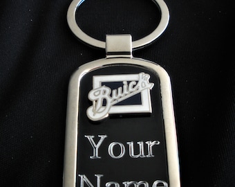 Rare Vintage Buick Luxury Black Onyx & Silver Keyring-Free Engraving, , Birthday, Graduation, Christmas Gift, Keepsake