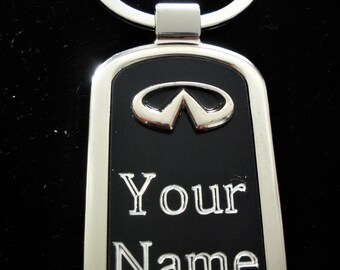 Infiniti Luxury Black Onyx & Silver Keyring-Free Engraving, , Birthday, Graduation, Christmas Gift, Keepsake, New Car Gift