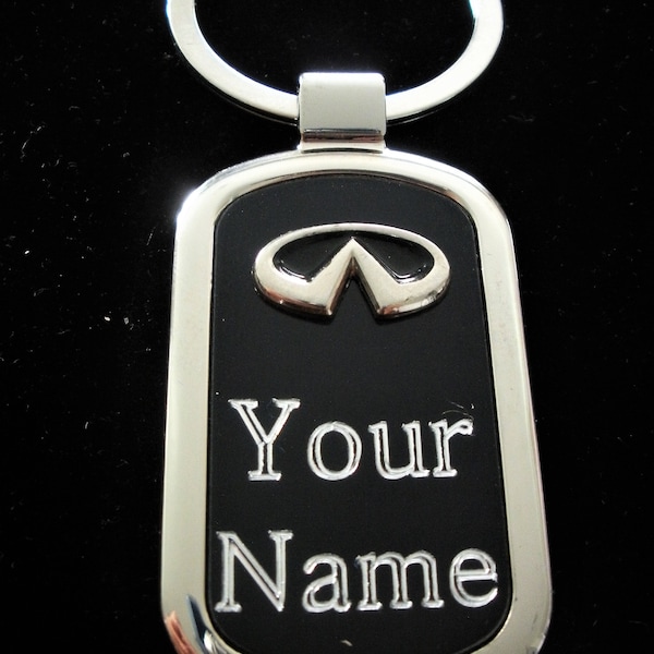 Infiniti Luxury Black Onyx & Silver Keyring-Free Engraving, , Birthday, Graduation, Christmas Gift, Keepsake, New Car Gift