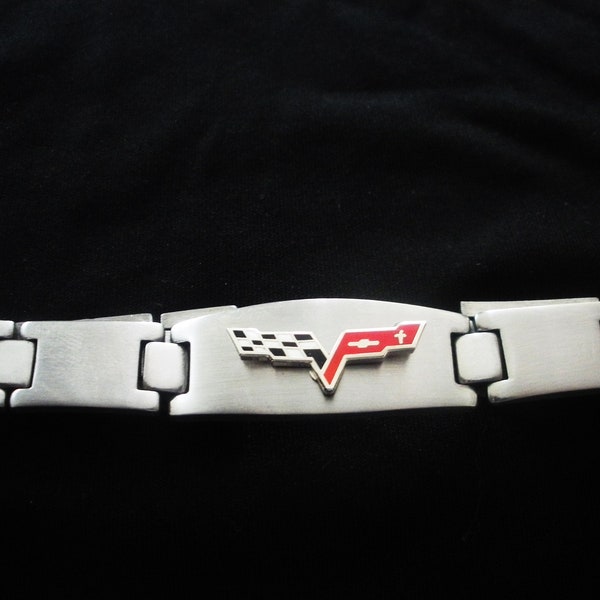 Corvette C6 Bracelet unisexe italien en acier inoxydable, Grand cadeau, Anniversaire, Graduation, Noël, Souvenir, Cadeau de voiture neuve, Fête des pères