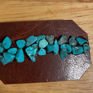 Turquoise and tan leather barrette