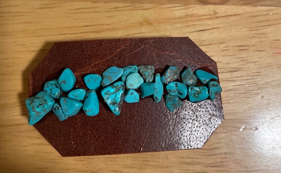 Turquoise and Tan Leather Barrette - Etsy display picture 3