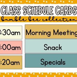 Editable Schedule Cards for Teachers - Bumble Bee Class Decor