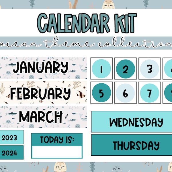 Calendar Kit - Ocean Theme - Printable Resource for Teachers