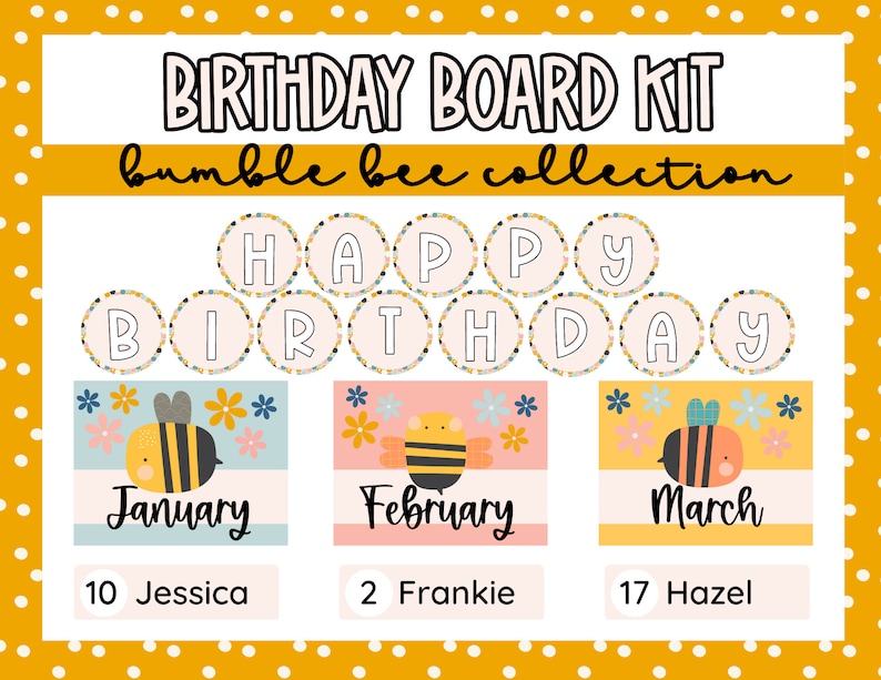Birthday Board DIY Bumble Bee Decor Kit for Teacher Classroom - Etsy