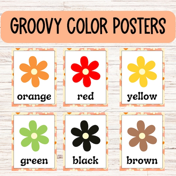 Color Daisy Posters Groovy Theme Classroom