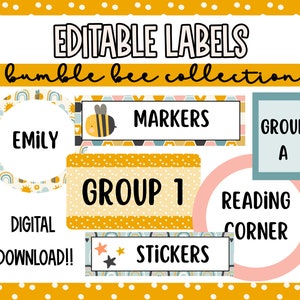 Bumble Bee Theme Schüler Namensschilder und Etiketten